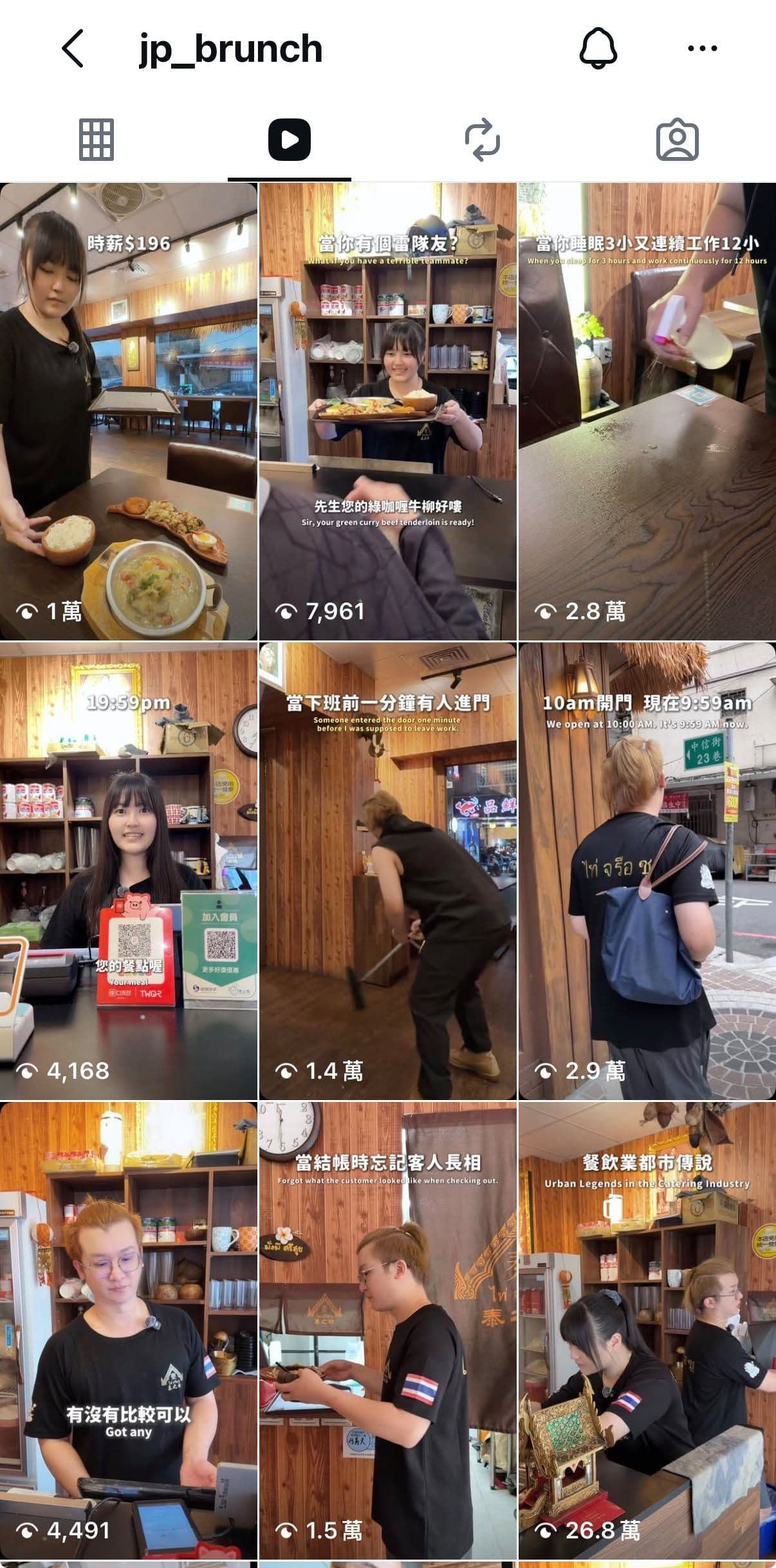 冒煙的喬 Reels 成效截圖